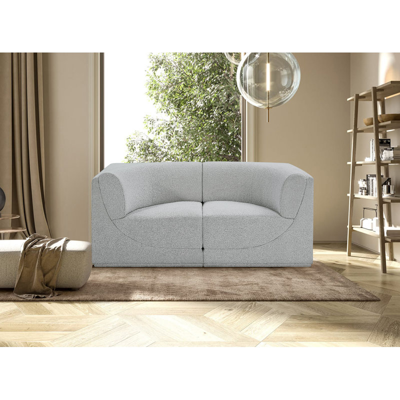 Ollie 68" Upholstered Sofa, Grey Boucle Fabric