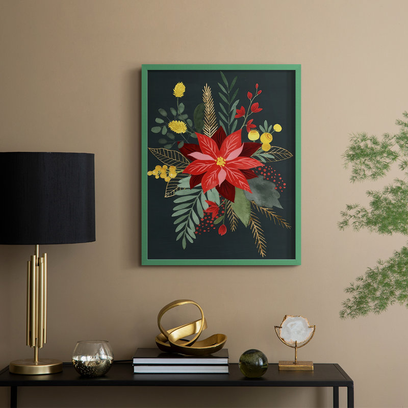 «Bright Christmas Night Collection», reproduction encadrée B - bois massif, H 21 po x l 17 po, Cadre vert