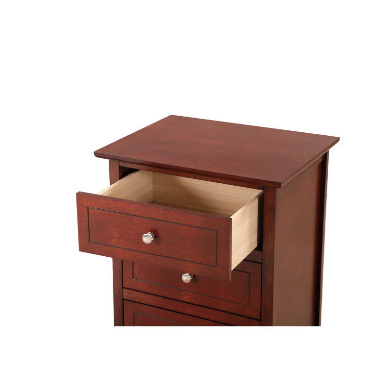 Table de chevet transitionnelle en cerisier pour chambre à coucher, Brun