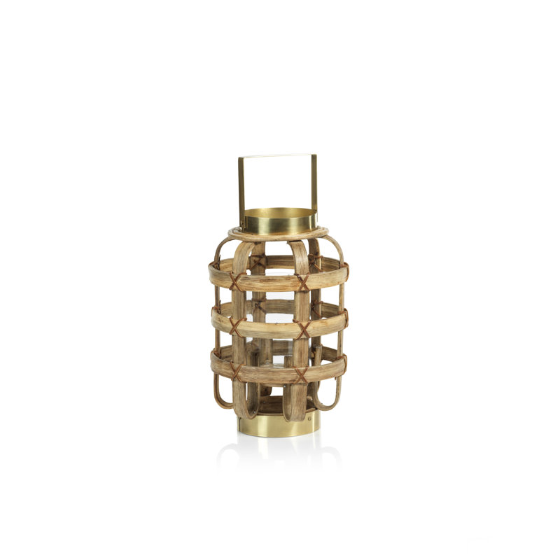 Bamboo Tabletop Lantern, 13" H x 8" W x 8" D