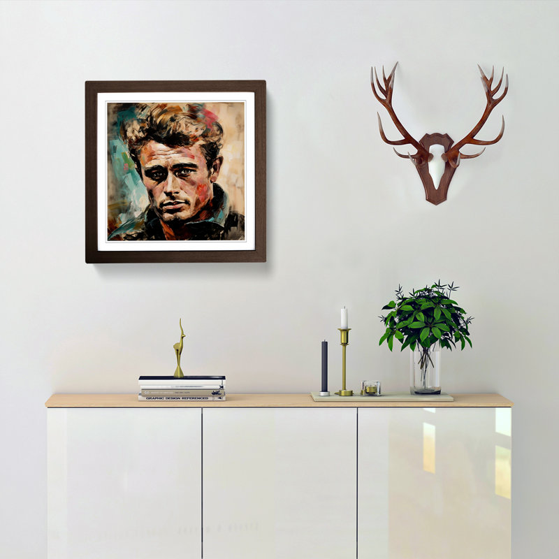 James Dean Abstract Expressionism - Single Picture Frame Print on Wood, Walnut