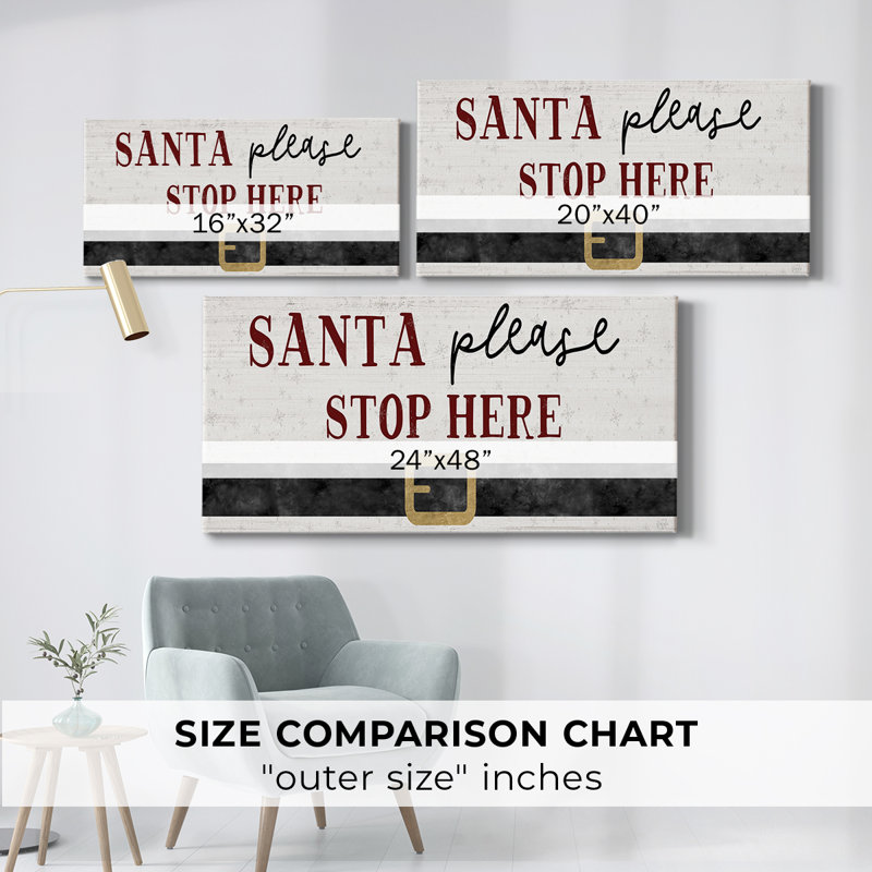 Père Noël - Toile tendue avec châssis - Prêt à accrocher