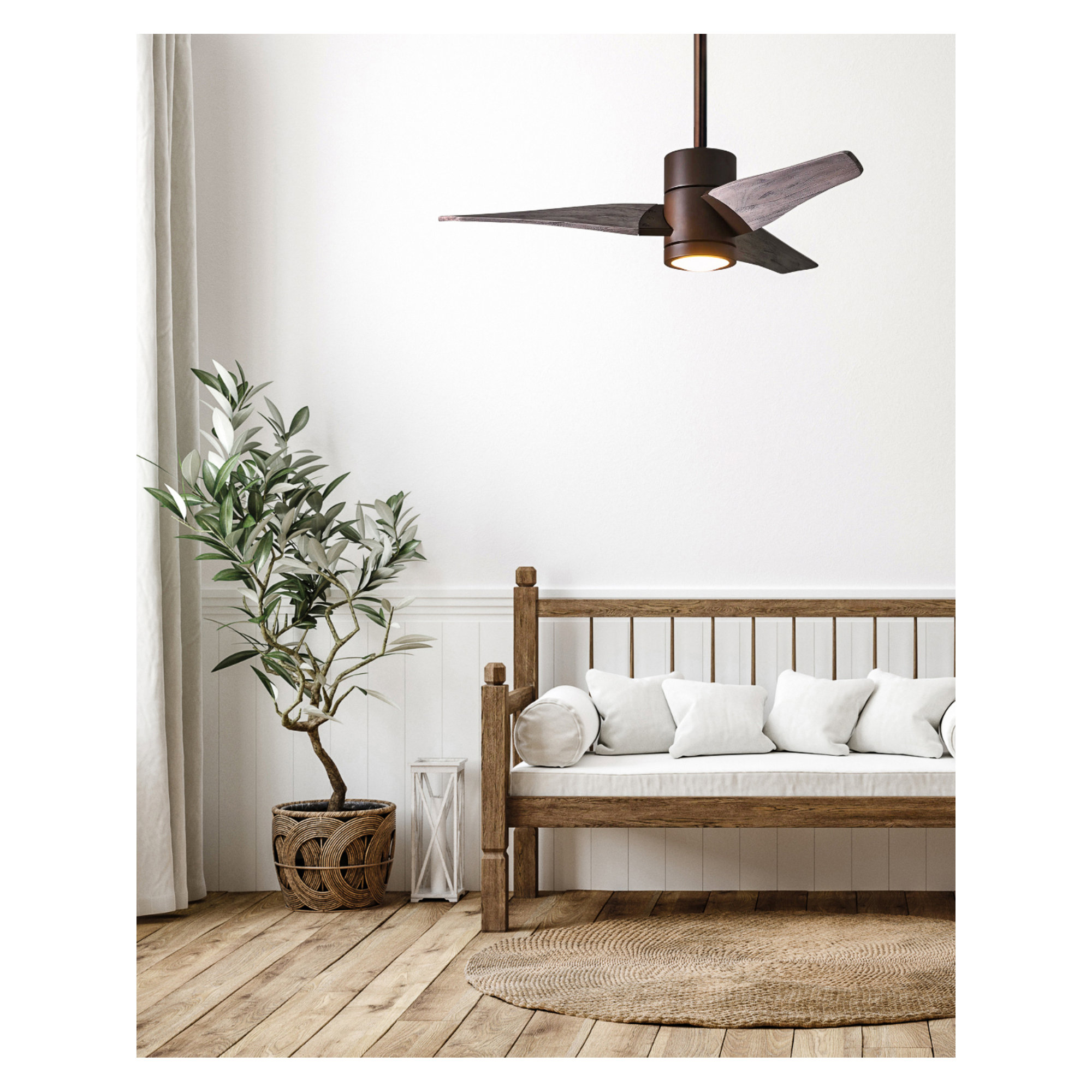 3 Blade Ceiling Fan with LED Light Kit, Textured Bronze/Barn Wood, 42", Barn Wood Tone