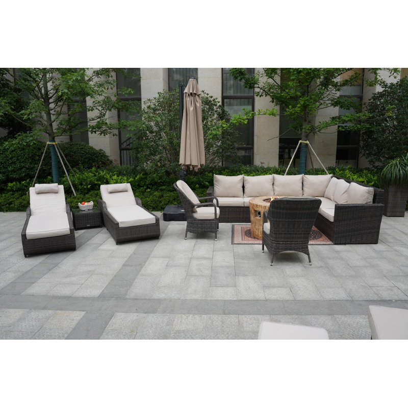 Almanza 10 - Person Patio Conversation Set with Cushions