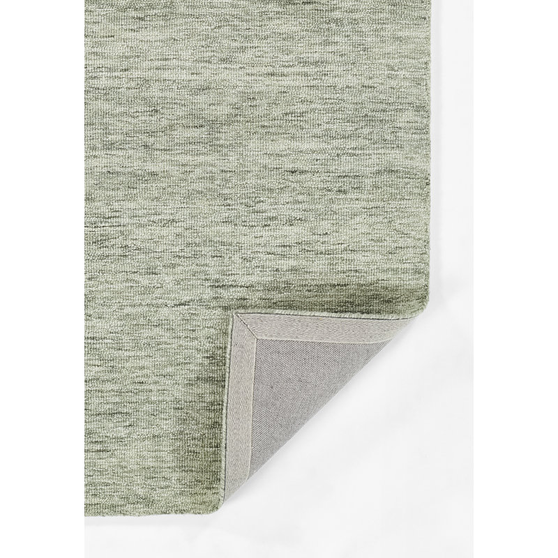 Sage Green Hand-Tufted Wool Rectangular Area Rug 9' x 12'