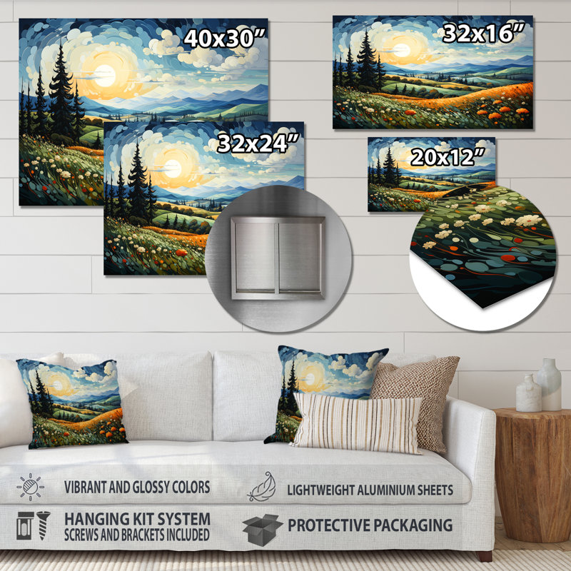 «Tuscany Valley Sunset In California II - Vangogh», impression sur métal, H 34 po x l 44 po
