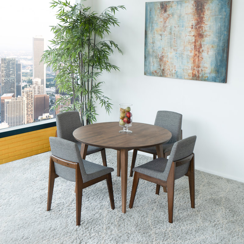 Ensemble repas pour 4 personnes Wardlaw, Noyer, Gris foncé