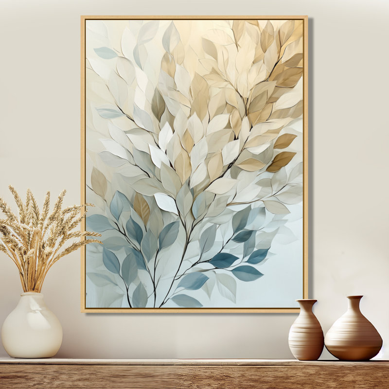 Feuillage doré doux - Tableau encadré sur toile, H 40 po x l 30 po, Cadre naturel flottant