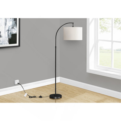 Lighting, H 65 po, lampe sur pied, métal, ivoire / abat-jour crème, contemporain