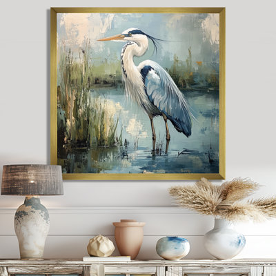 Austinn Heron at the Farm Pond I - héron, art mural grand