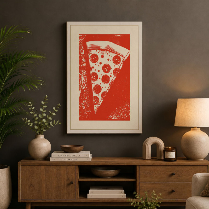 Pizza Pop Modern - Wrapped Canvas, 24x16 - 61.0 x 40.6 cm, Cream Border