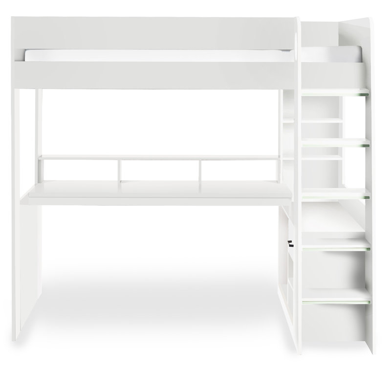 Sistine Rose Single (3') High Sleepers with Storage Included with Desk Included, White