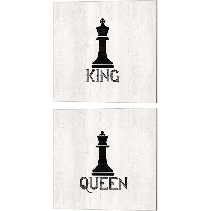 Pièce d'échecs «King & Queen» par Tara Reed, art sur toile (ensemble de 2)