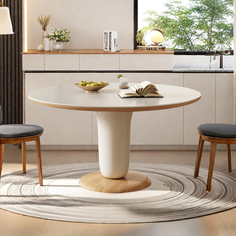 Matte Rock Plate Round Dining Table, 29.5"H x 43.3"L x 43.3"W