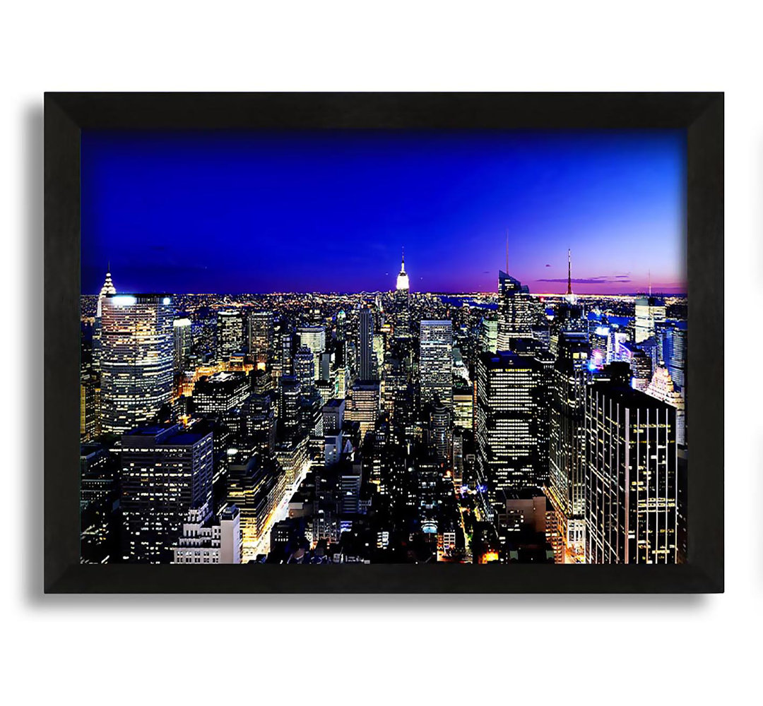 Gerahmtes Leinwandbild New York City Blue Ariel View