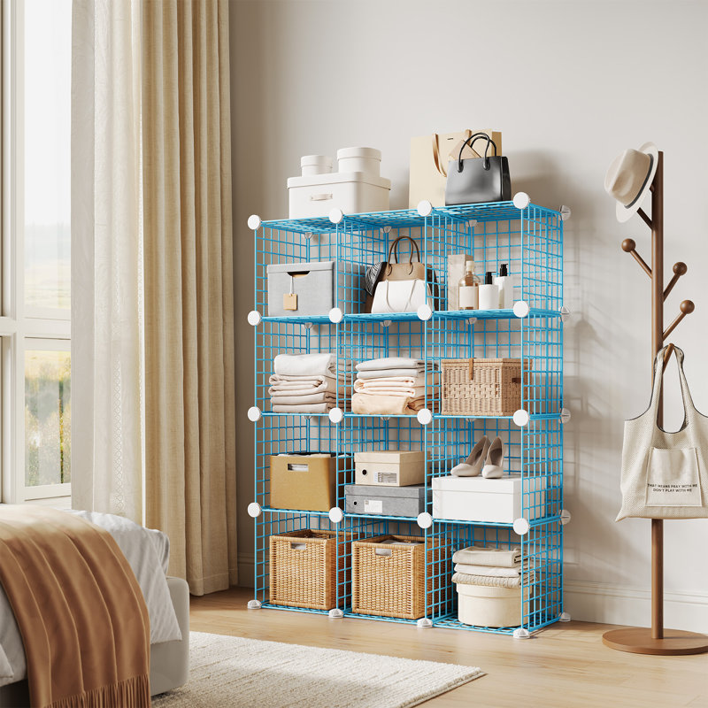 95cm W Metal Shelving Unit, Blue