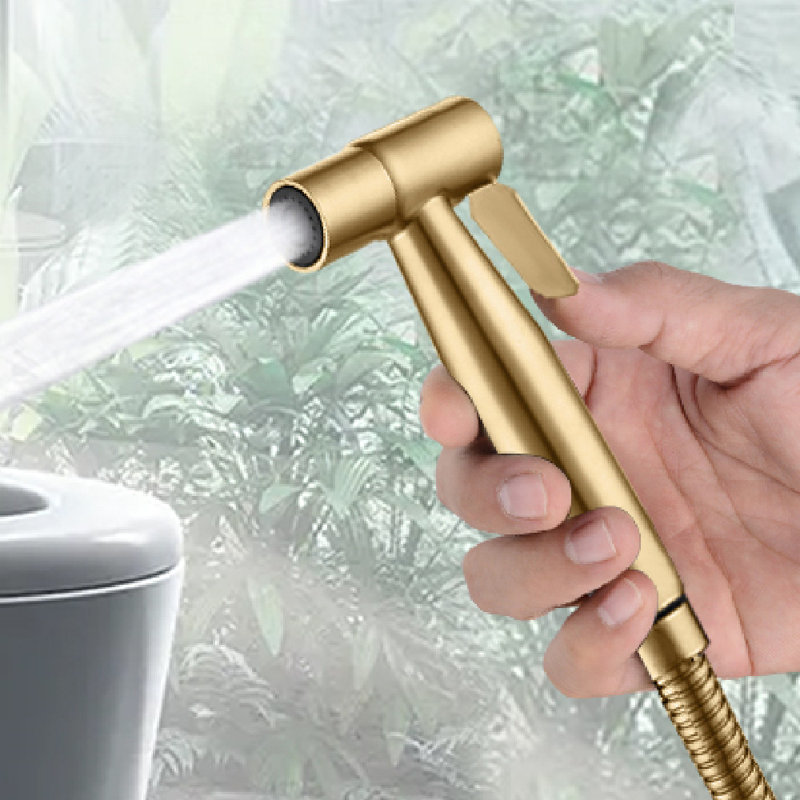 Stainless Steel Bidet Sprayer Kit For Toilet,Stainless Steel,Waterproof,Black, Brushed Gold