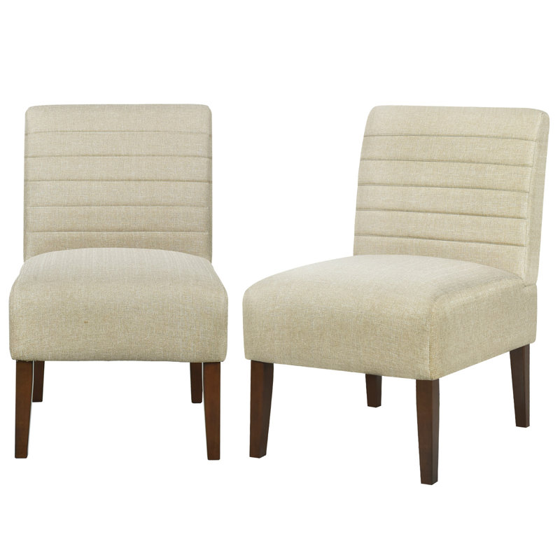 Floraine Upholstered Slipper Chair, Beige Polyester