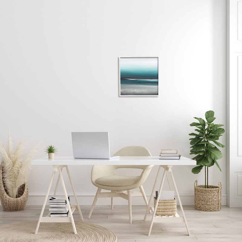 «Stormy Coast Nautical Landscape» - impression, H 17 po x l 17 po x P 1,5 po, Giclée encadrée blanc bord de mer