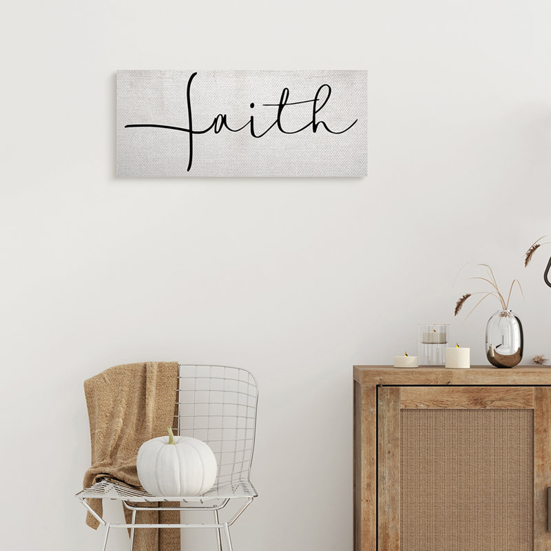 «Minimal Faith Text», typographie cursive élégante, Toile tendue, H 10 po x l 24 po x P 1,5 po