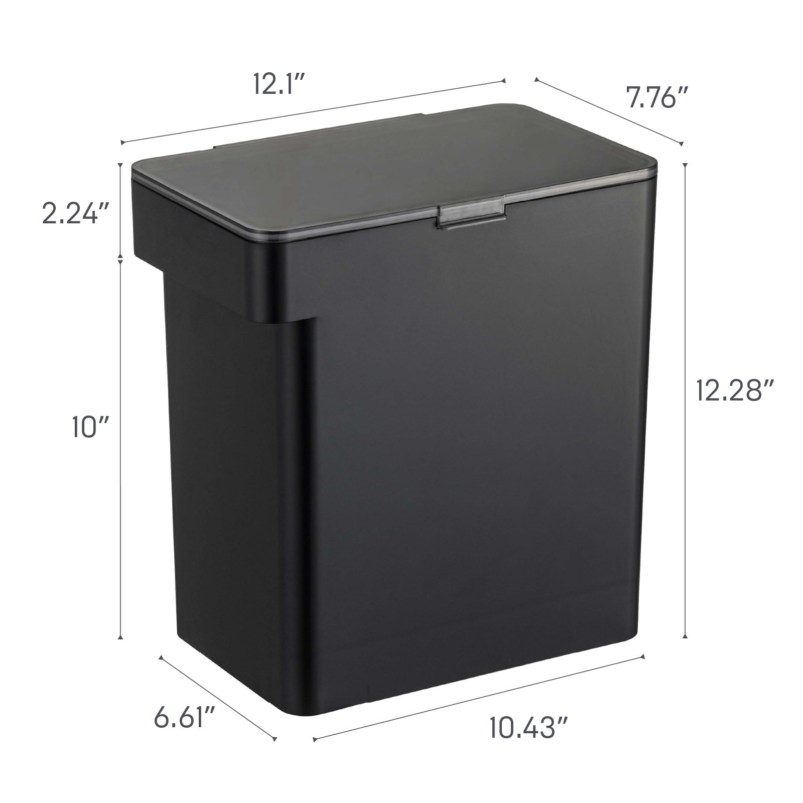 Yamazaki Home Airtight Pet Food Large Storage Container With Transparent Lid, 3.2 gallons, Black