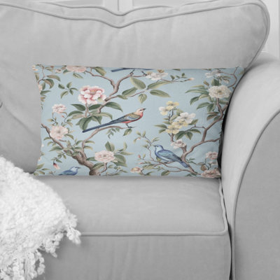 Chinoiserie With Birds And Peonies XIV - Floral Printed Pillow