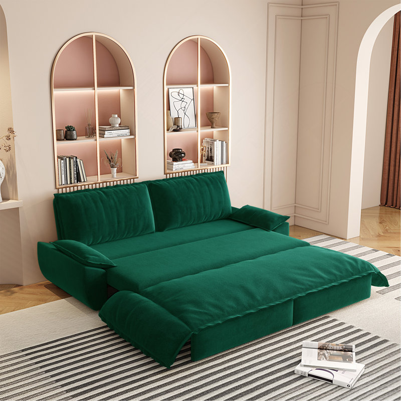 Canapé-lit escamotable de 73,2 po, canapé-lit convertible 3 en 1, causeuse en velours multifonctionnel