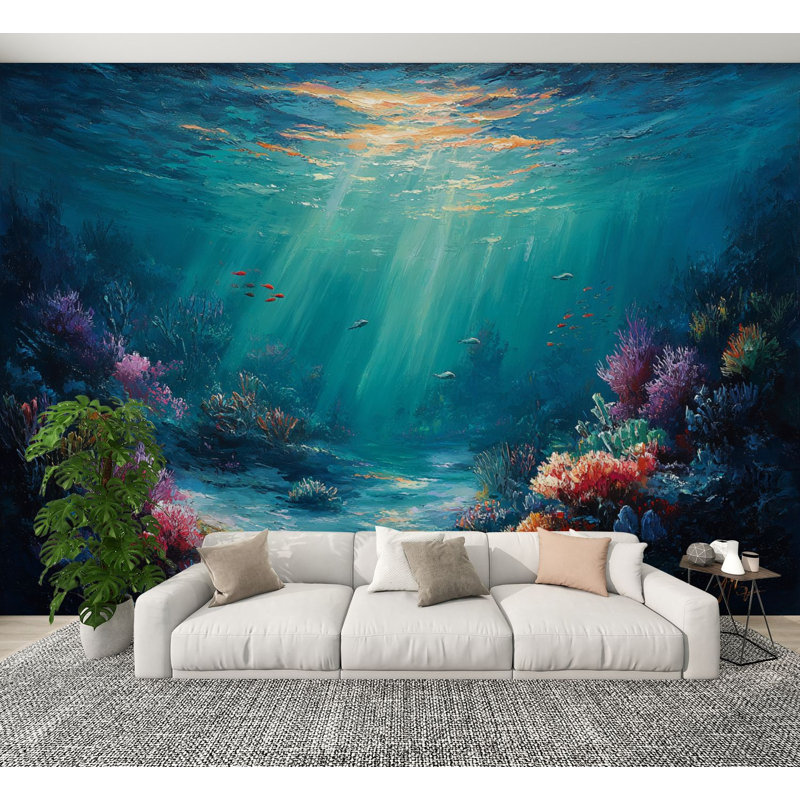 Papier peint adhésif semi-réaliste Coastal Paradise, L 144 po x l 100 po