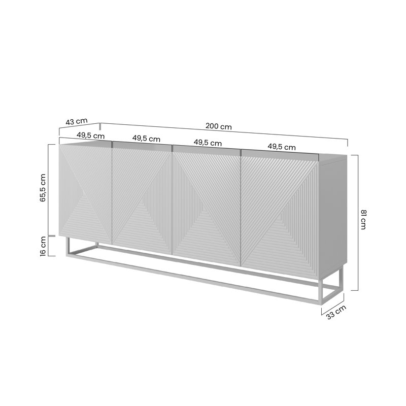 Mehrunisha 200cm Sideboard, White Matte
