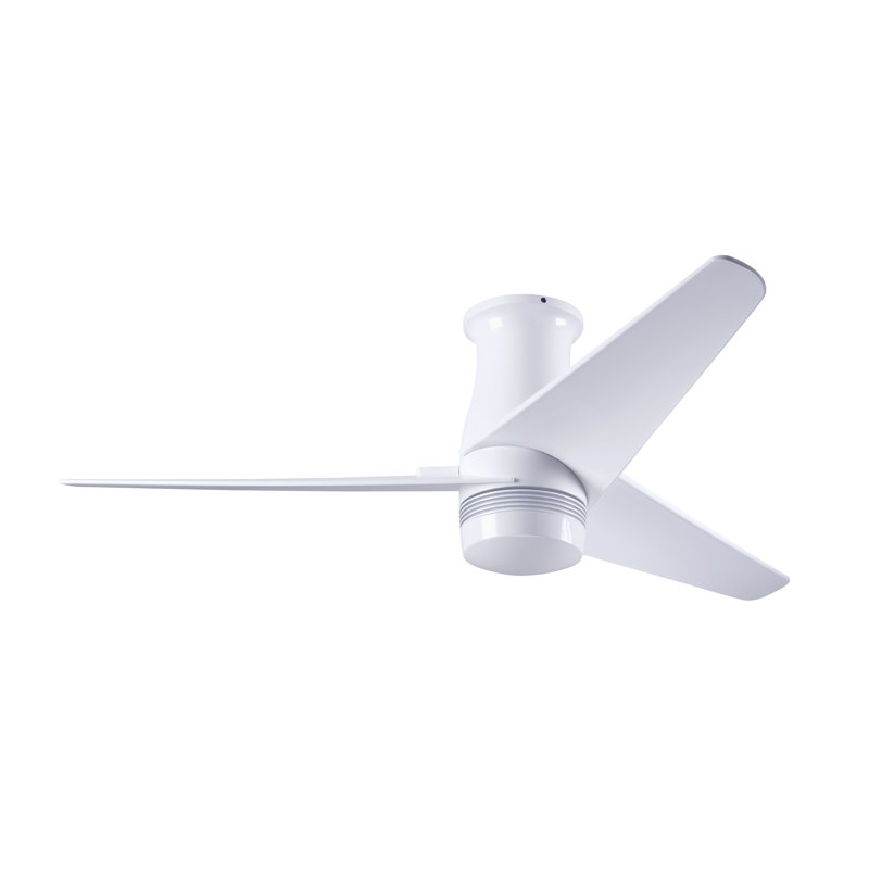 Velo Flush Mount Ceiling Fan, Gloss White, Wall/Remote Combo Controls, White