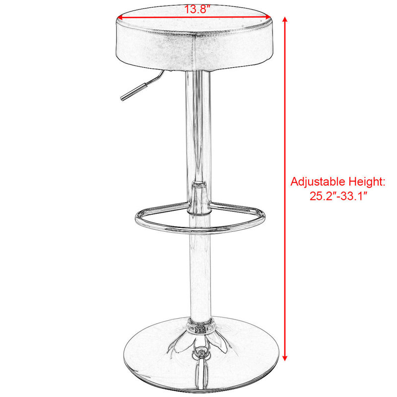 Swivel Upholstered Adjustable Height Counter Stool, Black, 2
