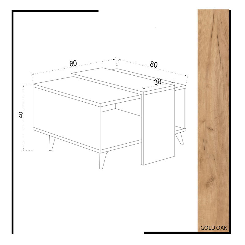 Table basse à 4 pieds avec rangement
