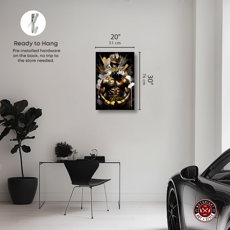 Legendary Boxer Gold and Black Canvas Wall Art, 20" x 30"