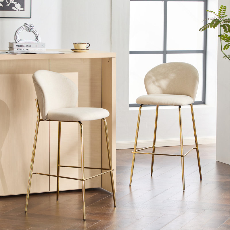 Tabouret de bar d'intérieur rembourré Kira, Beige