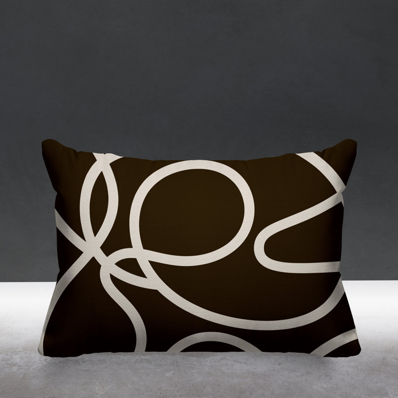 Squiggles Abstract Indoor/Outdoor Throw Pillow, Brown, Square, 17" x 17"