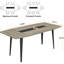 Table de bureau en forme de bateau de style naturel, look moderne, trous de câbles de table, noir et gris, structure en métal, œillets de 36,39 po de largeur, construction,