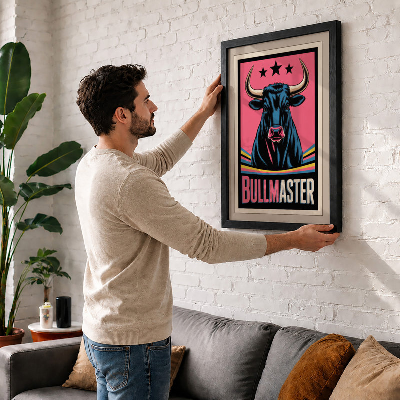 Bullmaster Poster Retro - Framed Print, A3 - 42.0 x 29.7 cm, White