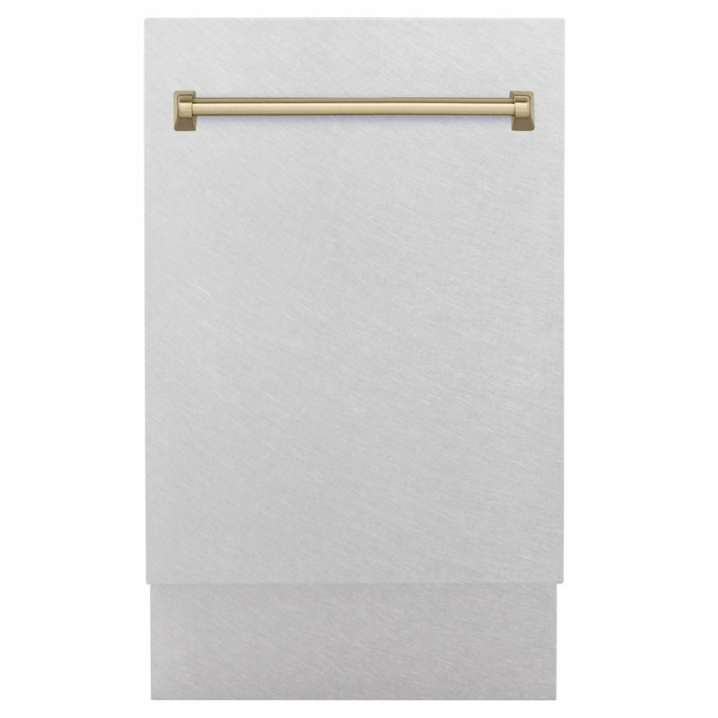 ZLINE Autograph Edition 18” Compact Control Dishwasher in Fingerprint Resistant Stainless Steel, Champagne Bronze