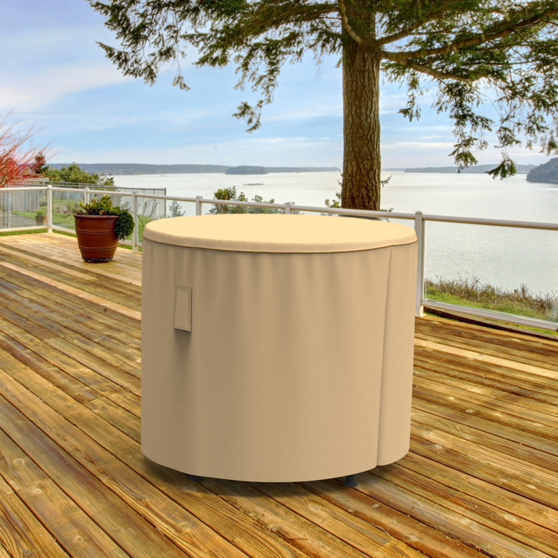 Eduardo Outdoor Round Patio Table Cover, 42" H x 50" D, Sandy Tan