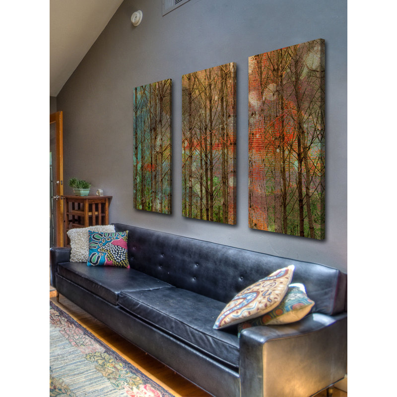 «Through The Trees» par Marmont Hill - Ensemble de 3 toiles tendues, 40 po x 60 po