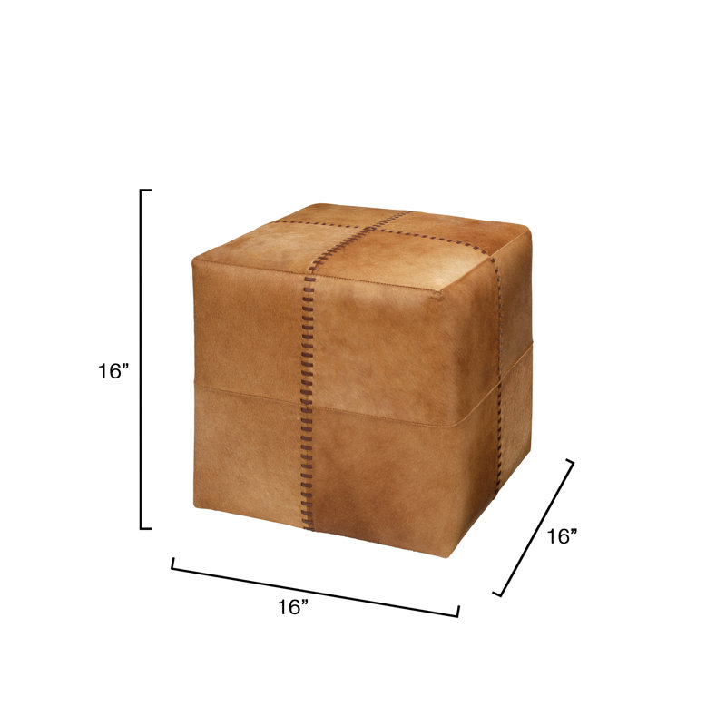 Cream Hide Ottoman, Small, Saddle