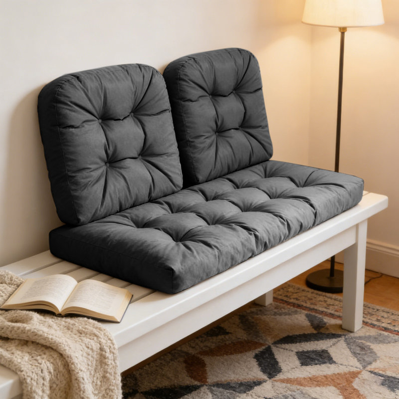 Indoor And Outdoor Benches Seat Cushions And Backrests Rattan Chairs Garden Seat Cushions, Dark Gray