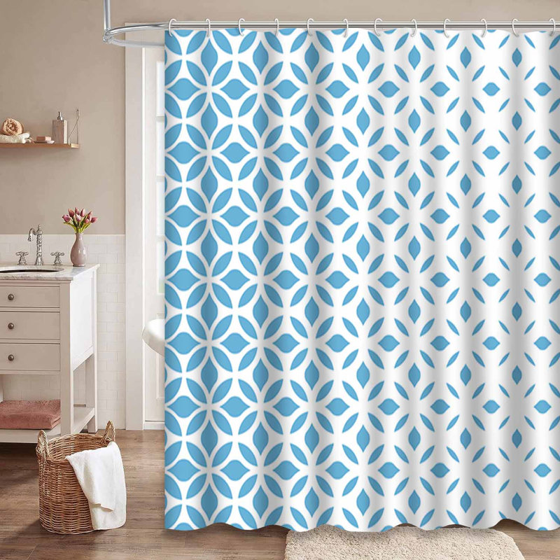 Rideau de douche abstrait à motif floral abstrait et blanc avec 12 crochets, L 72 po x l 84 po