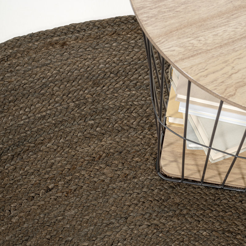 Tapis brun rond en jute tressé Marguis, Rond 6 pi