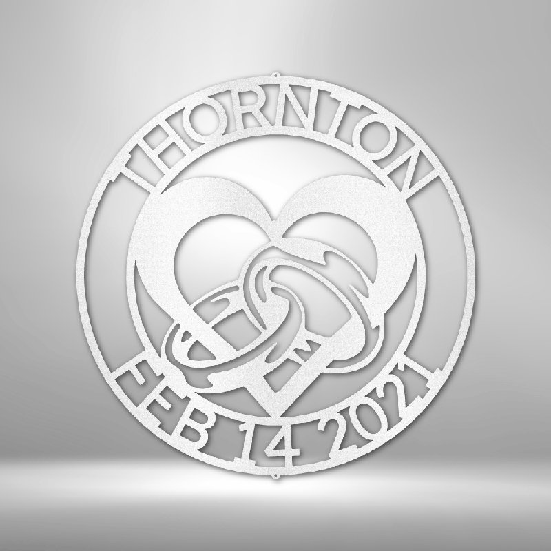 Monogramme de fiançailles personnalisé, H 34,25 po x l 35,5 po x P 0,5 po, Blanc, Oui