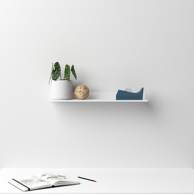 Maja Metal Wall Mounted Floating Display Shelf, 2" H x 24" W x 6" D, White