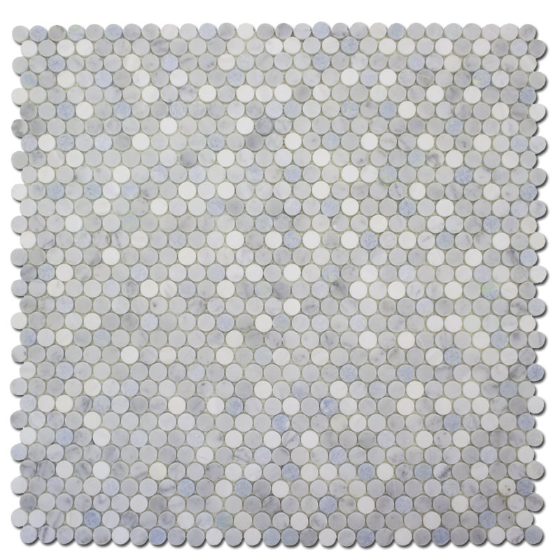 0.75" x 0.75" Marble Penny Round Mosaic Wall & Floor Tile, Blue Celeste