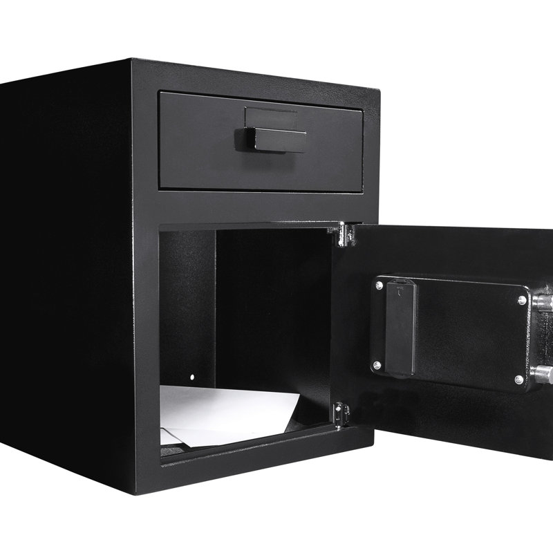 Coffre-fort de rangement à clavier en acier 1,1 pi cu, noir, coffre-fort, chèques, courrier, système de verrouillage à 2 broches