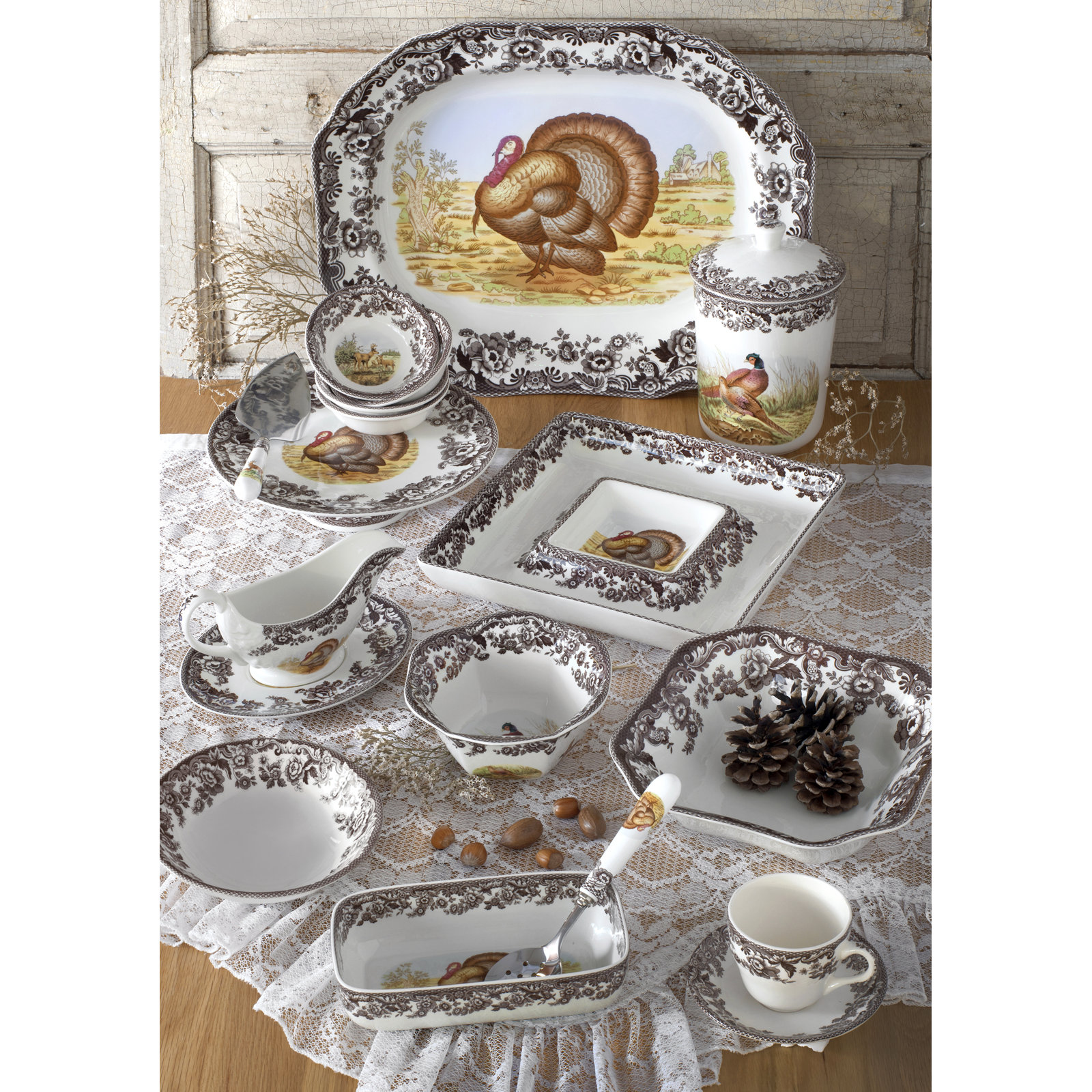 Spode Woodland Turkey Chips and Dip Platter