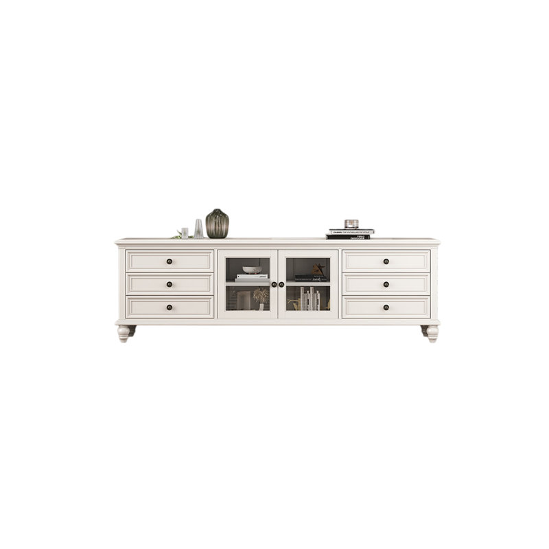 Meuble télé de style américain, H 23,26 po x l 86,61 po x P 16,53 po, Blanc